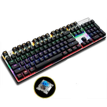 Gaming Mekanisk Tastatur Farverige Baggrundslys Anti-ghosting Blå/Sort/Rød Skifte 87/104 Nøgler USB-Kabel Computer Tastatur