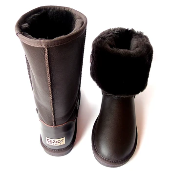 G&Zaco Vinter Knæ Høje Klassiske Sne Støvler Australien Fåreskind Støvler Naturlige Uld Får Pels Ægte Læder Kvinders Lange Støvler