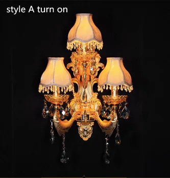 Gangen store guld væglamper moderne Indendørs krystal væglampe med stof lampeskærm LED væg Sconce restaurant sengelamper