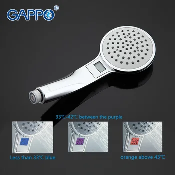 Gappo 1Pc Top Kvalitet Farverig LED brusehoved badeværelse tilbehør Temperatur Sensor Lys vandbesparende brusehoved GA22