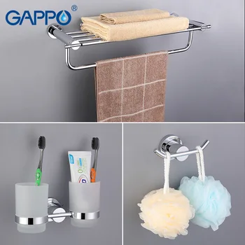 Gappo Badeværelse Tilbehør Håndklædestang Dobbelt papirholder tandbørsteholder badehåndklæde tilbage Håndklæde ring Badeværelse Sætter GA18T13