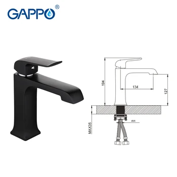 GAPPO Top Kvalitet Sort badeværelse hane Dæk monteret håndvask håndvask Hane mixer vandfald torneira tryk på grifo Enkelt Håndtag GA1050