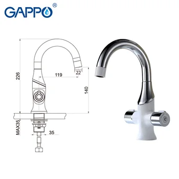 GAPPO vand blandingsbatteri håndvask håndvask Armatur badeværelse vask tryk på mixer badeværelse hane hvid messing vandhane, toilet håndvaskarmatur GA1049