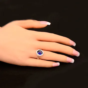 Gave Pakke Jul Fine Smykker Ring 24K Guld-Farve Blå Cubic Zirconia Kvinder Ring Valentine ' s Gave Gratis Fragt