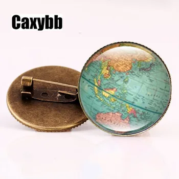 Gaxybb Hot salg Jorden broche pins smykker Glas globe Verden kort kunst smykker til mænd Gratis forsendelse BR23