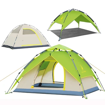 GAZELLE Camping Telt 3-4 person, Telte Hydraulisk automatisk Vandtæt Dobbelt Lag Ultralet Telt Udendørs Vandreture, Picnic telte
