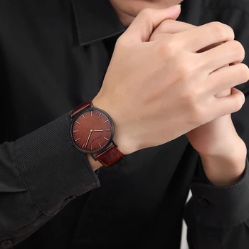 GEEKTHINK Minimalistisk Top Mærke Luksus Mekaniske ure mænd Business Casual Black Japan quartz-ur i ægte læder ultra tyndt ur