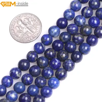 Gem-inde i 3-16mm Naturlige Runde Lapis Lazuli Sten(Høj Kvalitet) - Perler Til smykkefremstilling-Perler 15