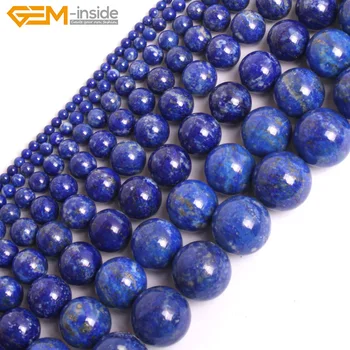 Gem-inde i 3-16mm Naturlige Runde Lapis Lazuli Sten(Høj Kvalitet) - Perler Til smykkefremstilling-Perler 15
