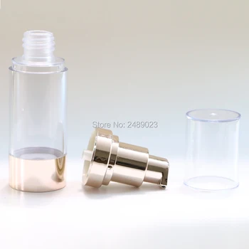 Gennemsigtigt låg, Bleg Guld Airless Flaske Vakuum Pumpe Lotion Genpåfyldelige Flasker Kosmetiske Container 10stk/lot 15 ml 30 ml 50 ml