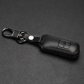 Genual læder nøgle bag,auto key holder sag for Mazda 2 3 5 6 8 MX5 Mazda CX-3 CX-5 CX-7 CX-9 axela 3, 2 knapper røde a93