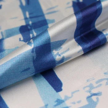 Geometriske digitale malet silke naturlige stretch satin stof til shirt tissus au m tecidos en metro billige kinesiske DIY
