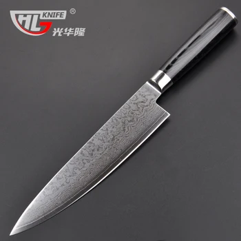 GHL Nye Ankomst Damask stål kniv Damaskus kokkens kniv til køkken skarpe Japansk hånd, knive faca de cozinha