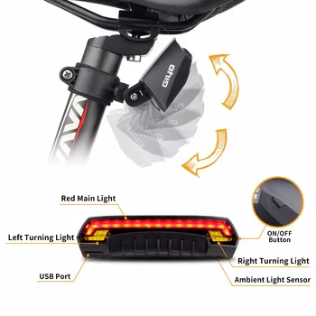 GIYO Batteri Cykel Lys USB-Genopladelige Mount Cykel Lampe Bageste baglygte Led blinklys Cykling Lys Cykel Lanterne