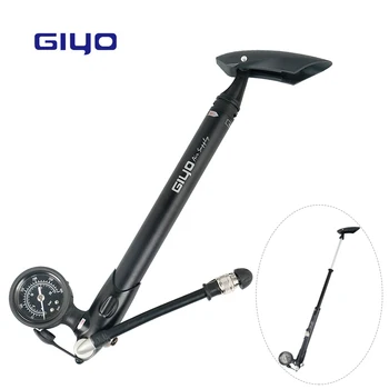 GIYO Cykel Pumpe 300PSI Puste Gaffel Stød Passer Schrader Kompakt, Handy Mini Pumpe W/ Gauge Bleeder Sammenklappelig Slange Legering Inflator
