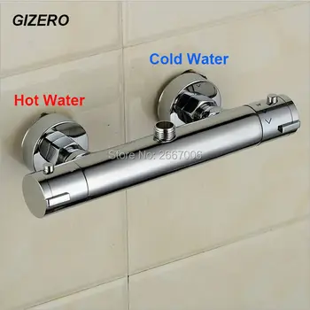 GIZERO Gratis Fragt Temprature Kontrol Tryk på chrome vægmonteret badeværelse termostatbatteri bruser hane blandeventil Tryk på GI908