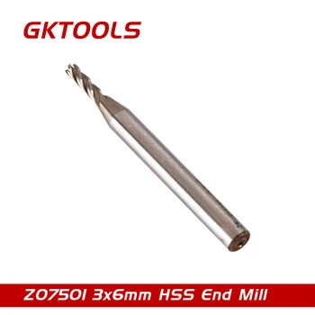 GKTOOLS, 3*6mm, 4 Fløjte HSS End Mill, Z07501
