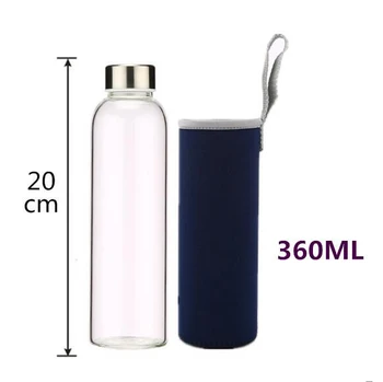 Glas Flaske Vand med beskyttende taske 280ml,360ml,550ml Drikke sundt glas tekande sports travel flasker