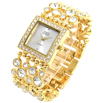 GLE&VDO Nye Kvindelige Ur Luksus Rhinestone Armbåndsur Kvinder Vogue Se Crystal Quartz Armbånd Bryllup armbåndsur