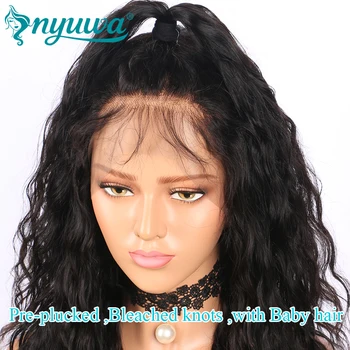 Glueless helblonde menneskehår Parykker NYUWA Hår Pre Plukkede Naturlige Bølge Brasilianske Remy Hair lace Wig Med Baby Hair