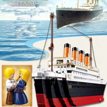 GLÆDE MAGS 1021PCS RMS Titanic, Skibet Jack Og Rose byggesten Sæt Legetøj Båd Model Kid Gift Med Lys