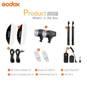 Godox K150A 300Ws 300W 2*150Ws Studio Strobe Værelses Foto Studie Fotografering Belysning med Softbox DC-04 flash Trigger Kit