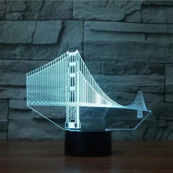 Golden Gate Bridge Modellering af 3D LED bordlampe Soveværelse Vision NightLight Indretning, Gaver, USB-7 Farve Skiftende Sengen Sove Belysning