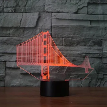 Golden Gate Bridge Modellering af 3D LED bordlampe Soveværelse Vision NightLight Indretning, Gaver, USB-7 Farve Skiftende Sengen Sove Belysning