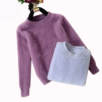 GOPLUS Høj Kvalitet Cashmere Sweater, Pullover O-hals Sweater Pink Hvid Casual Løs Sweater Strikket Toppe Kvinders Grundlæggende Sweater