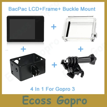 Gopro LCD-Gopro hero3/3+/Hero4 LCD-skærmen BacPac display+bagdøren Tilfælde Dække+Udvidelse Ramme+Spænde mount Til Gopro Tilbehør