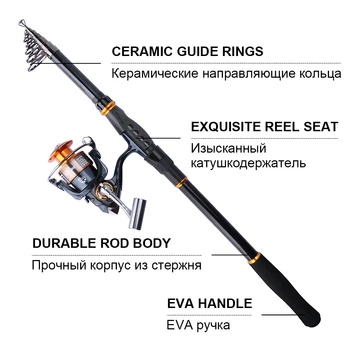 Goture sværd 2.1 M-3,6 M Teleskop fiskestang spinnestang Strøm M/MH Indgået Længde 49-68cm-Carbon-Fiber fiskestang