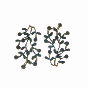 GraceAngie 5PCS Antik Bronze Forgyldt Legering Charme Simuleret Grøn Blomst, Vin Suspension Vedhæng Smykker Armbånd Tilbehør