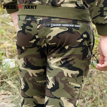 Gratis Army Mærke 2017 Ny Herre Pants Militære Stil Camouflage Farve Sweatpants Til Mand Midt i Taljen Mænds Stretch Bukser MK-7293C