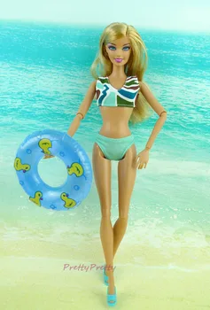 Gratis Forsendelse 10 Stk Blå Svømning Bøje Sele Ring Til 1:6 Barbie Dukke Tilbehør, Svømning omgange Baby Legetøj