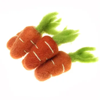 Gratis Forsendelse 10stk 28*90MM Håndlavet 3D Grøntsager Gulerod Patch Dukke Håndværk Uld Filt Hår Smykker Indretning Ornament Tilbehør