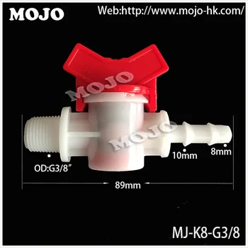 Gratis forsendelse!(10stk/Partier) MJ-K8-G3/8 Vand ventil til barb:8mm til Mandlige tråd:G3/8