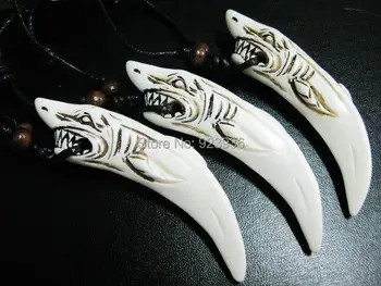 GRATIS FORSENDELSE 12 stk mænd er cool cool hvid haj design ben hugget magic vedhæng&halskæde