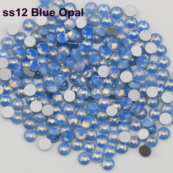 Gratis Forsendelse! 1440pcs/Masse, ss12 (3.0-3,2 mm) Blå Opal Fladskærms Tilbage Nail Art Ikke Hotfix Rhinestones