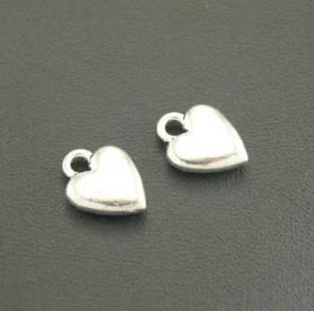 Gratis Forsendelse! 15pcs 2 Farver Metal Sølv Kærlighed Hjerte Charms DIY Smykker Resultater Tilbehør A502/A89