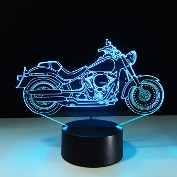 Gratis Forsendelse 1Piece 3D Design Motorcykel Form Nat Lys Hjem Dekoration Farve-Skiftende Atmosfære Lampe Med USB-Oplader