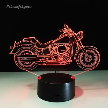 Gratis Forsendelse 1Piece 3D Design Motorcykel Form Nat Lys Hjem Dekoration Farve-Skiftende Atmosfære Lampe Med USB-Oplader