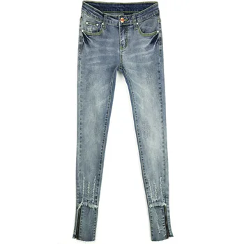 Gratis forsendelse 2018 mode sexet blyant bukser, slim fit jeans kvinde efteråret tynde bukser dame Jeans størrelse S-XL