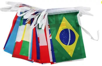 Gratis forsendelse 2018 Rusland WORLD CUP FLAGDUG af FLAG ALLE 32 HOLD Flag14*21cm eller 20x30cm String flag