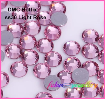 Gratis Forsendelse! 288pcs/Masse, ss30 (6.3-6.5 mm) Høj Kvalitet DMC Light Rose Jern På Rhinestones / Hot fix Rhinestones