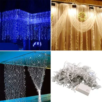 Gratis Forsendelse,3 * 3m 300 LED Curtain godt nytår Lys Jul Indretning Party Bryllup Dekoration Hjem Julepynt.Q