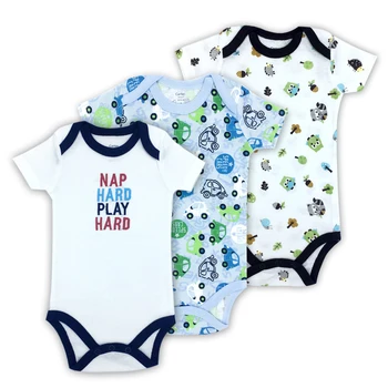 Gratis Forsendelse 3STK Bomuld Spædbarn Body Kort Ærme Tøj Lignende Buksedragt Trykt Baby Dreng Pige Bodyer