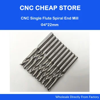 Gratis Forsendelse 4mm Hårdmetal CNC Router Bits et Fløjter Spiral fræsere Enkelt Fløjter Fræseren PVC-Cutter CEL 22mm
