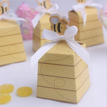 Gratis Forsendelse 50stk/masse Bee Stil Bryllup Fordel Kasser Bryllup Candy Box Bryllup Favoriserer Og Gaver Event & Part, der Leverer Halm