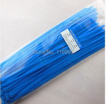 Gratis forsendelse 50stk selvlåsende nylon kabelbindere / 5 * 300mm BLÅ ekstraudstyr / plast kabel-stropper