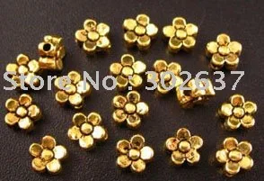 GRATIS FORSENDELSE 720pcs Antiqued guld plt 5-blad blomst spacer perler, 6mm A71G